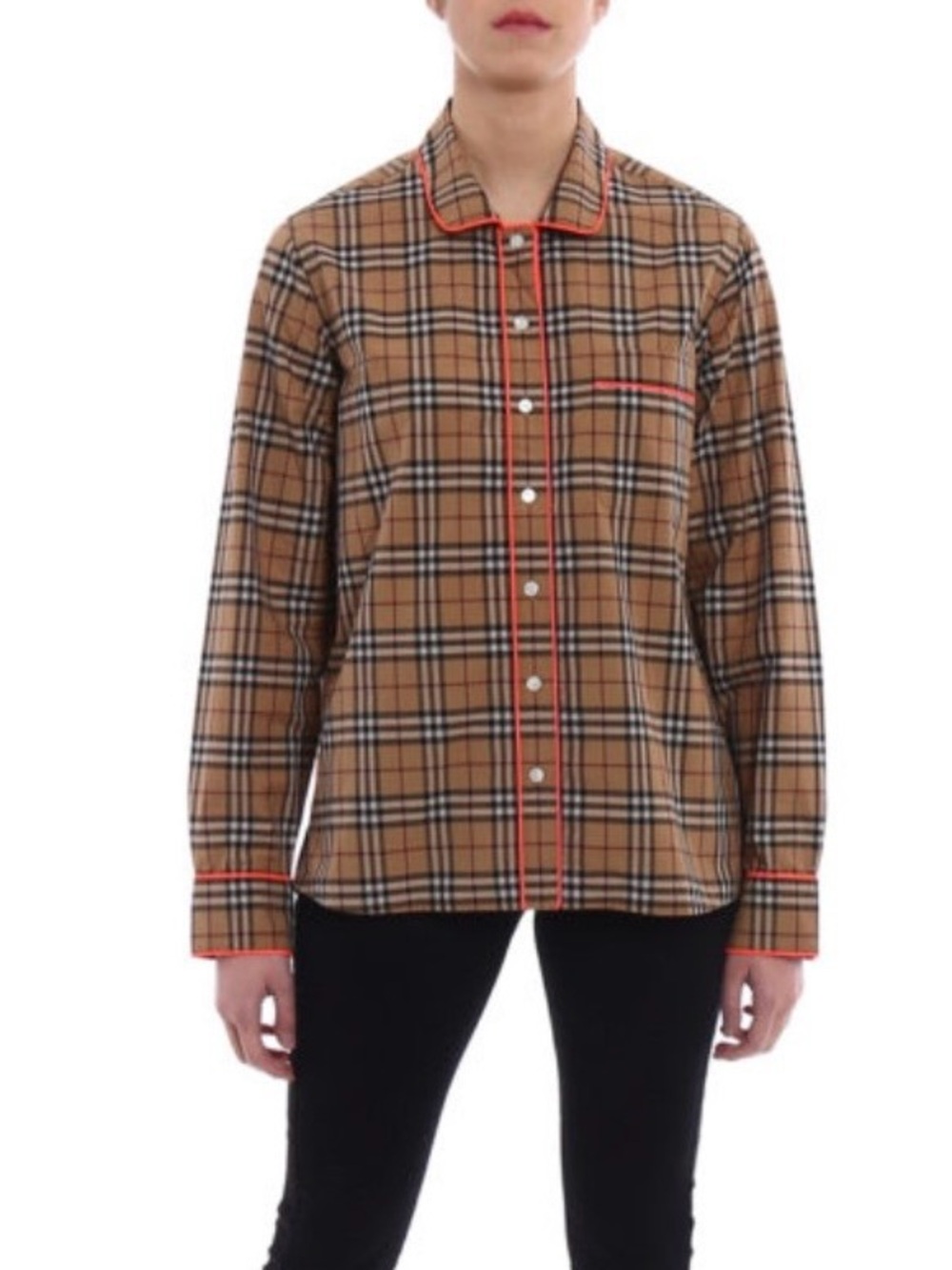 BURBERRY Fluo Neon piping long sleeve shirt Woman’s Size 12